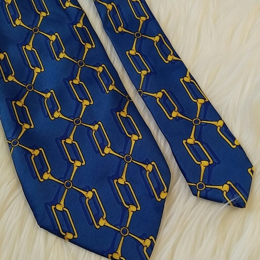 Simon's Blue Gold Bridle But Tie Silk. 60"